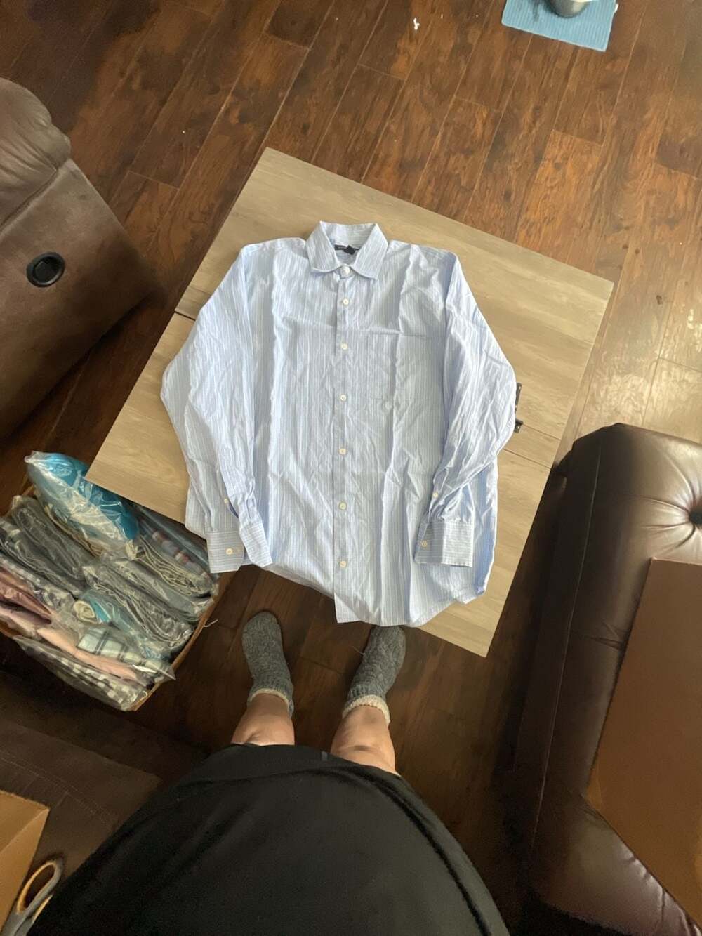 #A351 Banana Republic Blue Striped Long Sleeve Button Down Dress Shirt Medium
